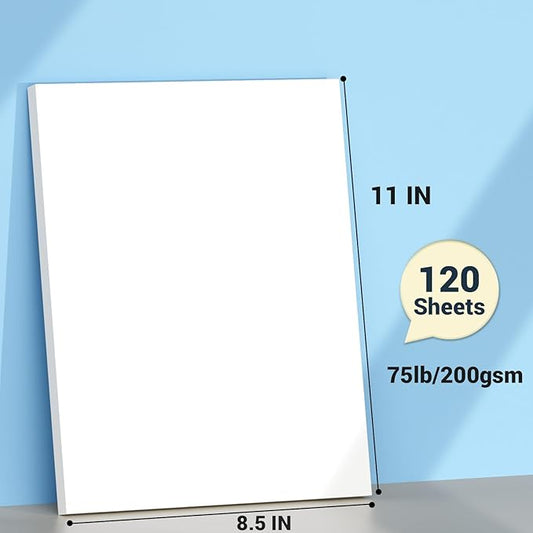 Cardstock Paper, White Cardstock 8.5x11, 120 Sheets Card Stock, 200GSM Thick Printer Paper 8.5x11, White Blank Card Stock Paper for Greeting Cards, DIY Cards, Wedding Invitation, Postcards