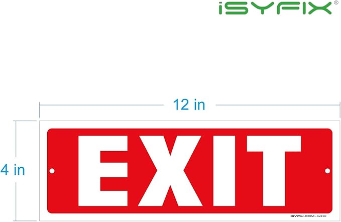 iSYFIX Exit Sign – 2 Pack 12x4 Inch – 40 mil Thick Polystyrene Plastic Sign, Laminated UV, Scratch & Fade Resistance, Waterproof, Indoor & Outdoor, Exit Signs for Exterior.