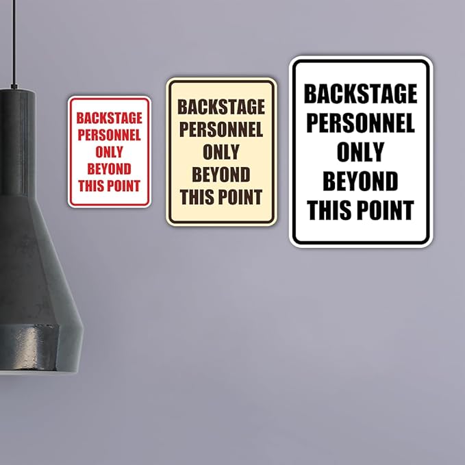 Portrait Round Backstage Personnel Only Beyond This Point Door or Wall Sign Easy Installation | Music | Concert | Festivals Sign (Ivory/Dark Brown) - Large