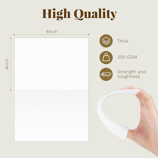 Goefun Blank White Cards with Envelopes 4 x 6 Folded Cardstock and A6 Envelopes Self Seal 100 Pack for Invitations, Wedding, DIY Greeting Postcards, Thank You Cards & All Occasion