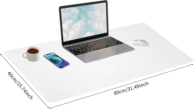 Bloss Leather Desk Pad — 31.5×15.7 in, White