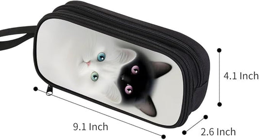 HiGaits Pencil Case for Boys,Multi-Slot Large Capacity Pencil Pouch with Soft Zipper, Durable Pen Box Twin Cats