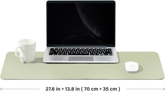 Leather Desk Mat - Non-Slip PU Desk Pad for Office and Home - Desk Organization and Accessories - Ideal for Large Mouse Pad and Desk Mats on Top of Desks (Light Green,27.6"x 13.8")
