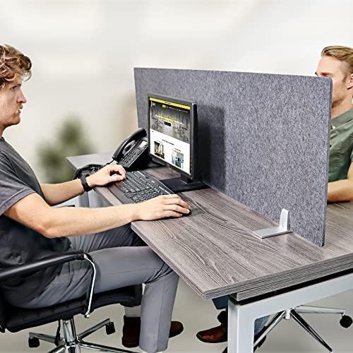 OBEX Free Standing Desk PET Privacy Screen, Table Top Home & Office Furniture Partitions and Dividers, Portable Workstation Freestanding Panels, 24" x 42" Shadow