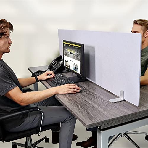 OBEX Free Standing Desk PET Privacy Screen, Table Top Home & Office Furniture Partitions and Dividers, Portable Workstation Freestanding Panels, 18" x 72" Stone