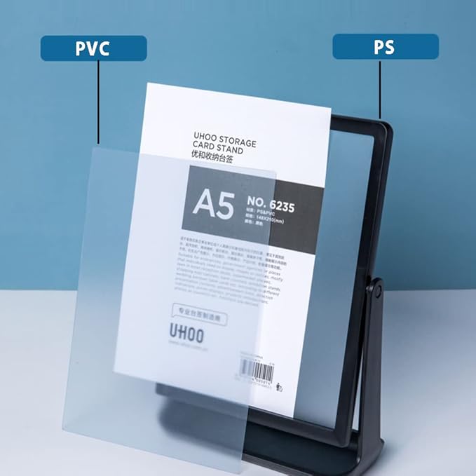 ECKEK ABS Plastic Sign Holder, Menu Displays T Shape Sign Stand, Rotating Display Stand for Ads, Menu, Photos, Business Card (White A4 210×297mm/8.27×11.69 inches)