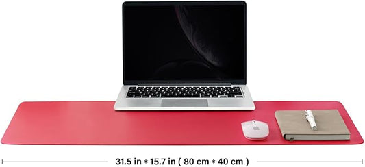 Leather Desk Mat - Non-Slip PU Desk Pad for Office and Home - Desk Organization and Accessories - Ideal for Large Mouse Pad and Desk Mats on Top of Desks (Rose Red,31.5"x 15.7")