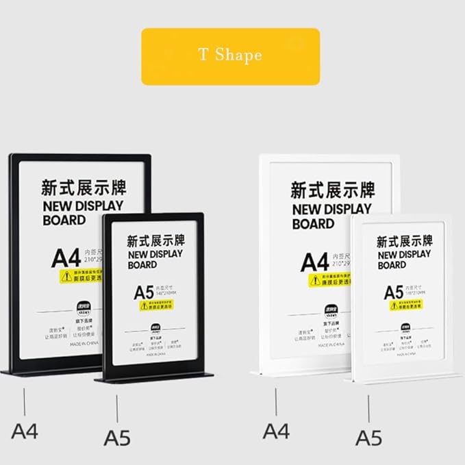 ECKEK Carbon Steel Sign Holder, Slanted Menu Displays, Table Top Sign Stand (L Shape White A5 148×210mm/ 5.83×8.27 inches)