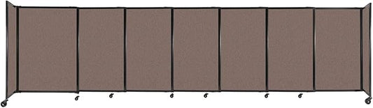 Versare Straightwall Sliding Portable Wall Partition | Freestanding Office Dividers | Locking Wheels | Temporary Room Separator | 15'6'' Wide x 4' Tall Latte Fabric Panels