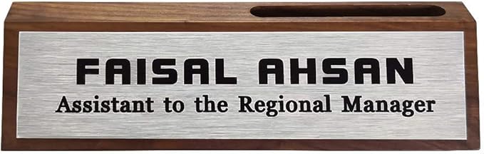 Personalized Business Desk Name Plate with Card Holder Custom Desk Nameplate Support Adding Logo 2" x 8"