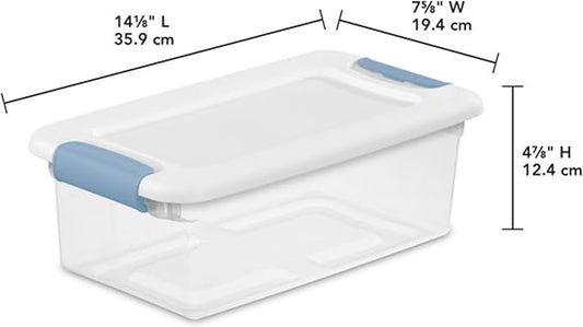 Sterilite 36-Pack Latching Box, Under Bed Storage Bins with Lids, Clear Plastic, 6 Quart - Heavy-Duty Organizing Containers for Closet, Bathroom, and Office