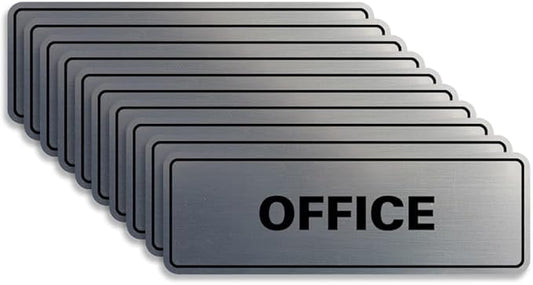 Signs ByLITA Standard Office Sign - Professional Business Signage - Easy to Install (Brushed Silver) - Medium 10 Pack