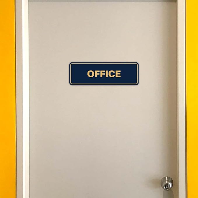 Signs ByLITA Standard Office Sign - Professional Business Signage - Easy to Install (Yellow/Black) - Large 1 Pack