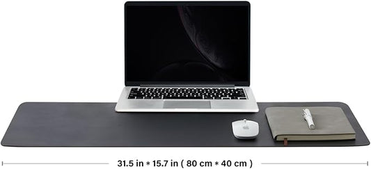 Leather Desk Mat - Non-Slip PU Desk Pad for Office Home - Organization Accessory - Ideal for Large Mouse Pads (Black,31.5"x 15.7")