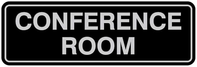Standard Conference Room Sign - Black/Silver - Small 1 Pack