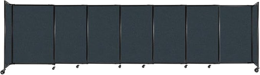Versare Straightwall Sliding Portable Wall Partition | Freestanding Office Dividers | Locking Wheels | Temporary Room Separator | 15'6" Wide x 4' Tall Blue Spruce Fabric Panels