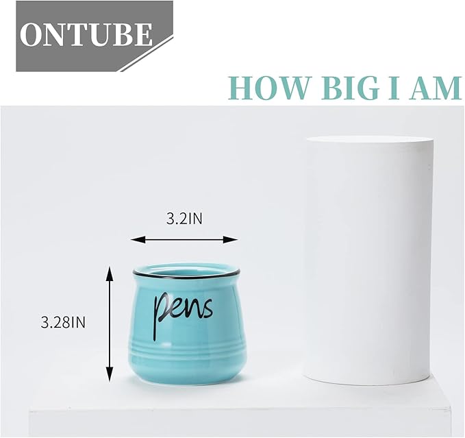 ONTUBE Porcelain Pen & Pencil Holder Stand — Turquoise