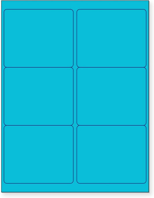 NextDayLabels - 8-1/2 x 11 Neon Color High Light Fluorescent Labels for Laser & Inkjet Printer (Blue Fluorescent, 4" x 3-1/3" - 6 Per Page | 150 Labels)