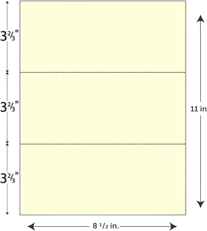 Limited Papers (TM) 8.5x11 Perforated Paper, 20/50 Pound, 75 GSM, Variety of Perforation Sizes and Colors, for Forms, Tickets, Postcards. (Grey, 3 up - horizontal 3 2/3" and 7 1/3" from bottom)