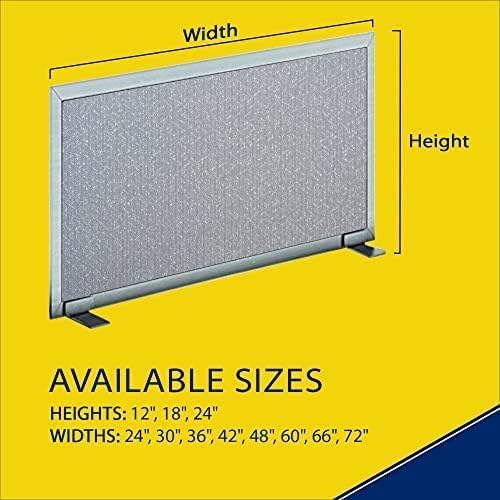 OBEX Acoustical Free Standing Privacy Screen, Cubicle Accessories Desk Privacy Panel, Desk Dividers for Office, Office Furniture Partitions Portable Sound Proof Dividers, 12" x 66", Overcast