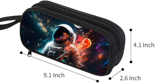 HiGaits Pencil Case for Boys,Multi-Slot Large Capacity Pencil Pouch with Soft Zipper, Durable Pen Box Astronaut