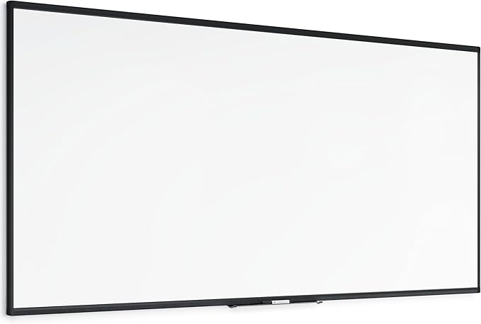 U Brands PINIT Magnetic Dry Erase White Board with Pin Strips, Black Aluminum Frame with Black Cork Strips Across The Top and Bottom (96" W x 48" H)