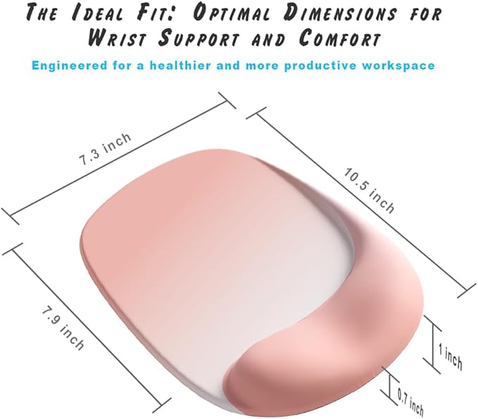 ErgoEase Ergonomic Mouse Pad with Gel Wrist Support - Premium Lycra Fabric, Non-Slip, Ideal for Laptop & Desktop, Office & Gaming，Desk Accessories (01Coral Pink)