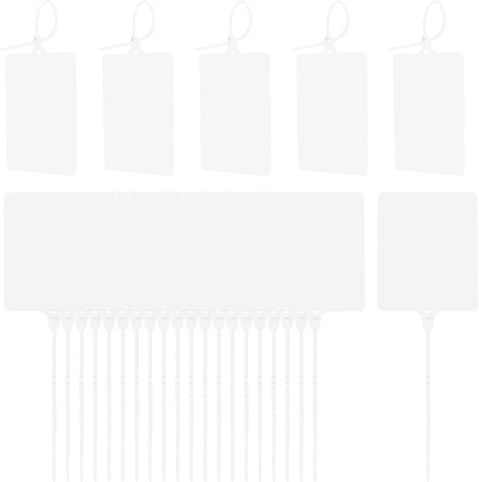 MECCANIXITY Plastic Seals Shipping Tags, for Basket Labels Cable Labels Tags Product Identification Tags, Logistics Marking, Outdoor Tagging, 3.1x3.9 Inch White 100Packs