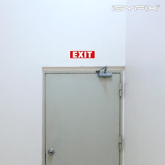 iSYFIX Exit Sign – 6 Pack 12x4 Inch – 100% Rust Free .040 Aluminum Signs, Laminated for Ultimate UV, Weather, Scratch, Water and Fade Resistance, Indoor and Outdoor, Exit Signs for Exterior.