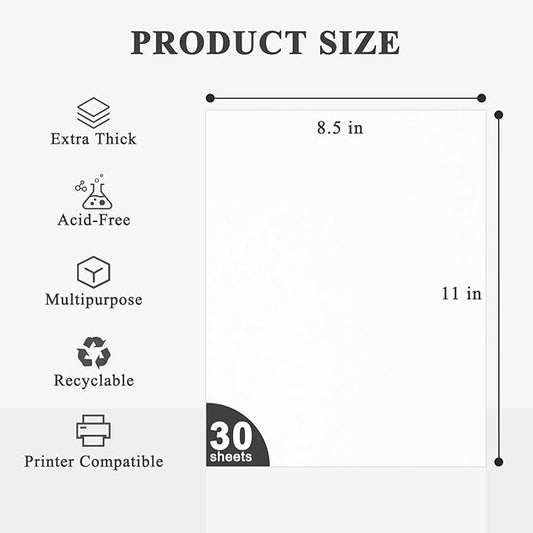 White Cardstock 8.5 x 11"Inch, 80lb Cardstock Paper, 30 Sheets Card Stock Paper 8.5 x 11 White, Heavy Thick Cardstocks Printer Papers for Invitations, Menus, Weddings, DIY Cards, Scrapbooking.