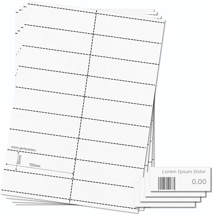 OfficeGear Barcode Price Labels — 18-up, 25 Sheets, 450 Pack, 30×105 mm, A4
