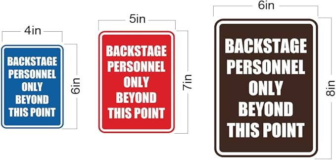 Portrait Round Backstage Personnel Only Beyond This Point Door or Wall Sign Easy Installation | Music | Concert | Festivals Sign (Black) - Large (2 Pack)