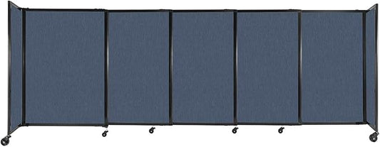 Versare Straightwall Sliding Portable Wall Partition | Freestanding Office Dividers | Locking Wheels | Temporary Room Separator | 11'3'' Wide x 4' Tall Ocean Fabric Panels