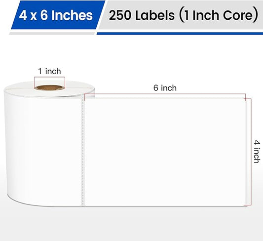 L LIKED 4" x 6" Blank Removable Labels with No Residue, Water and Oil Resistant, Use for Both Home and Office (1 Roll, 250 Labels)