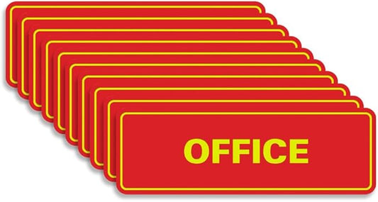 Signs ByLITA Standard Office Sign - Professional Business Signage - Easy to Install (Red/Yellow) - Small 10 Pack