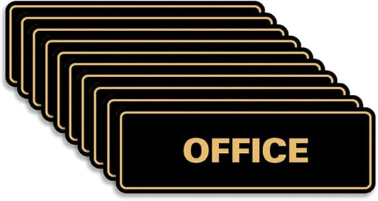 Signs ByLITA Standard Office Sign - Professional Business Signage - Easy to Install (Black/Gold) - Small 10 Pack