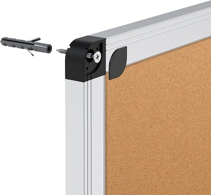 VIZ-PRO Cork Notice Board, 18 X 12 Inches, Cork Bulletin Board with Silver Aluminium Frame