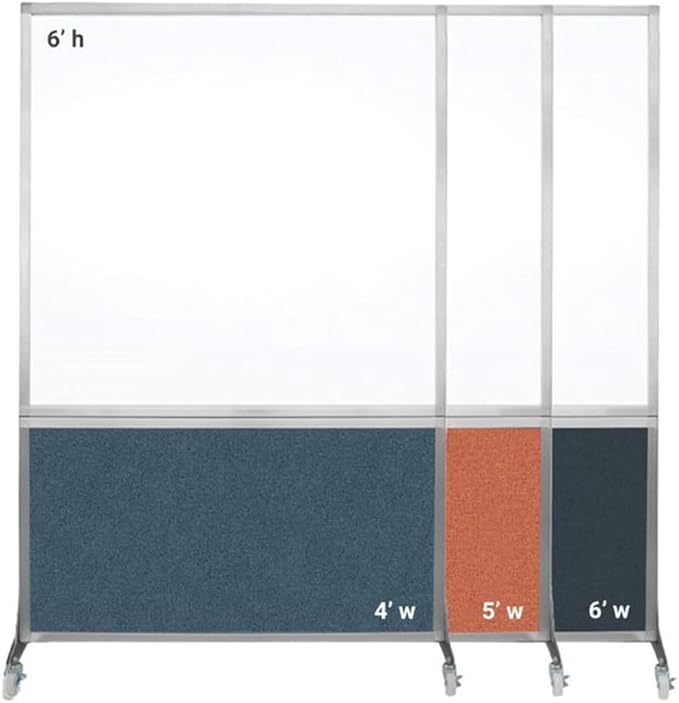 DivideWrite Mobile Whiteboard | Double Sided Dry Erase Board | Portable Office Cubicle Partition | Display for Classrooms, Conference Rooms, Meeting Areas and More | Blue Spruce 6' Wide x 6' Tall