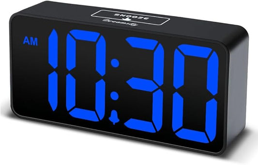 DreamSky Small Digital Alarm Clock for Bedroom, Large Big Numbers Display with Brightness Dimmer, Electric Bedside Desk Clock with USB Charging Port, Adjustable Alarm Volume, USB-C Adapter Powered