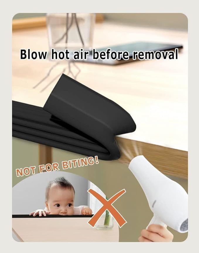 Edge Protector for Baby, Soft Foam Furniture Corner Guards, Desk Edge Cushion, Baby Proofing Bumper for Table, Fireplace - 6.5ft Black