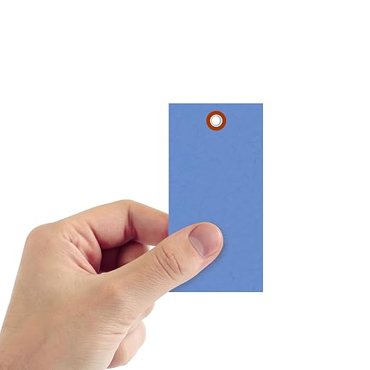 SmartSign (Pack of 100) 4.75 x 2.375 inch “Blue” Blank Tyvek Shipping Tags with Metal Eyelets, Size #5, 8 mil Thick Tyvek, Made in USA