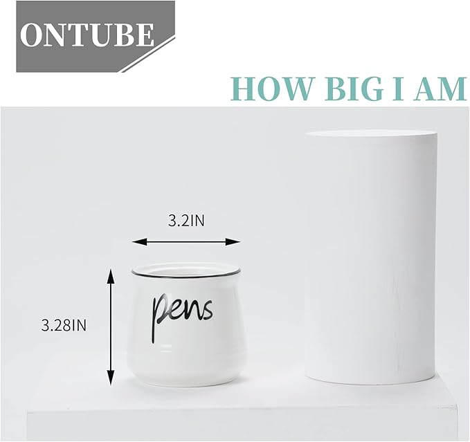 ONTUBE Porcelain Pen & Pencil Holder Stand — White