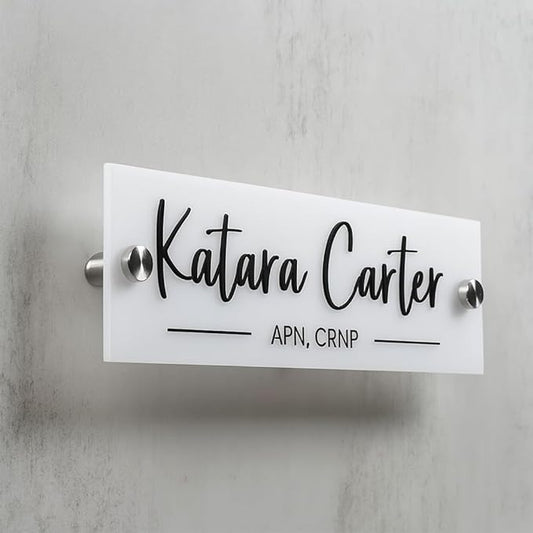 Personalized Office Door Sign, Custom Acrylic Name Plate with Title, Professional Wall Plaque for Business, Home Office, or Desk – Modern Design, Name Plate - 8x2 Executive CEO Sign, New Job Décor 6