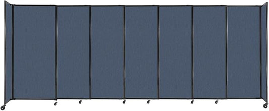 Versare Straightwall Sliding Portable Wall Partition | Freestanding Office Dividers | Locking Wheels | Temporary Room Separator | 15'6'' Wide x 6' Tall Ocean Fabric Panels
