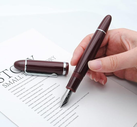 JINHAO X159 Fountain Pen (EF Nib 0.38mm, Wine Red with Silvery Clip)