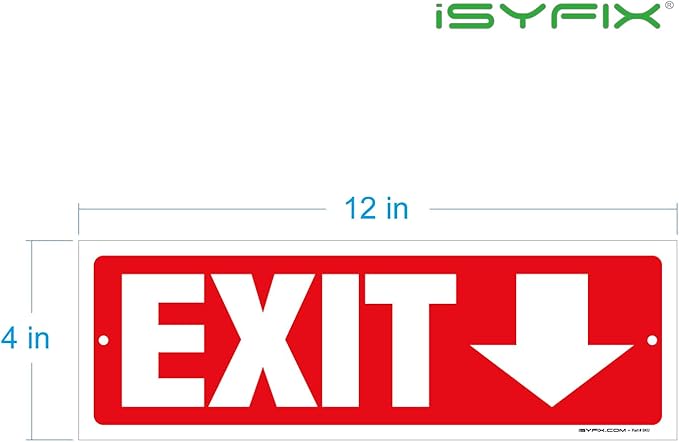 iSYFIX Exit Signs - 6 Pack 12x4 Inch Directional Down Arrow Signs, 40 mil Polystyrene Plastic, UV Laminated, Scratch & Fade Resistant, Waterproof - Ideal for Office, Theater, School, Business
