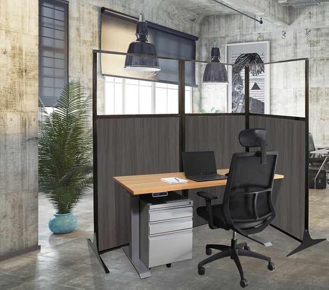 Versare Workstation Partition | Portable Wall Divider | Modern Office Cubicle | Free Standing Privacy Screen | Flexible Work Space | 66" x 70" Natural Maple Wood Grain Panels No Window