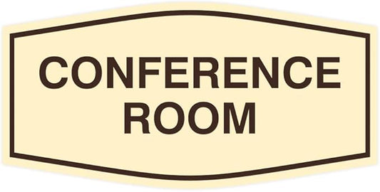 Fancy Conference Room Sign (Ivory/Brown) - Medium