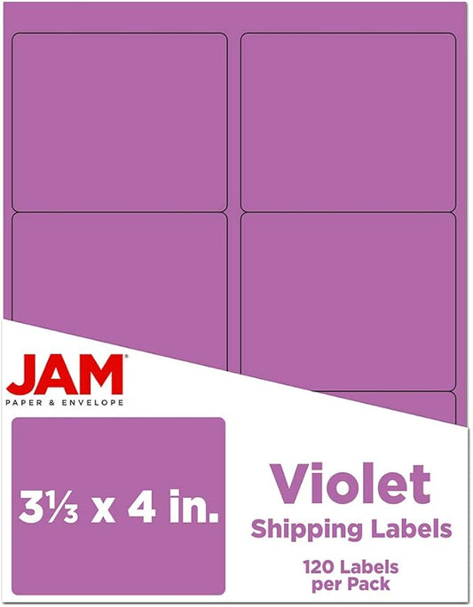JAM PAPER Shipping Address Labels (Purple, 3x4)