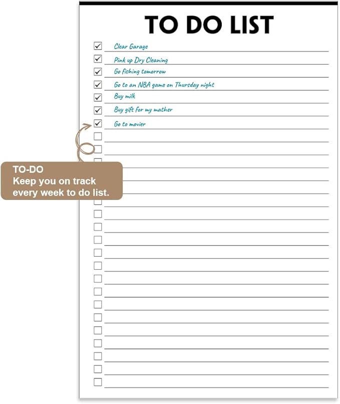 (Pack of 3) Nokingo To Do List Notepad - 50 Sheets/Pack, Total 150 Sheets, To Do List Notebook with Check List Organizing, Tear Off, Script, College Ruled Daily To Do Pad for Daily Task, 5.5"x8.2"